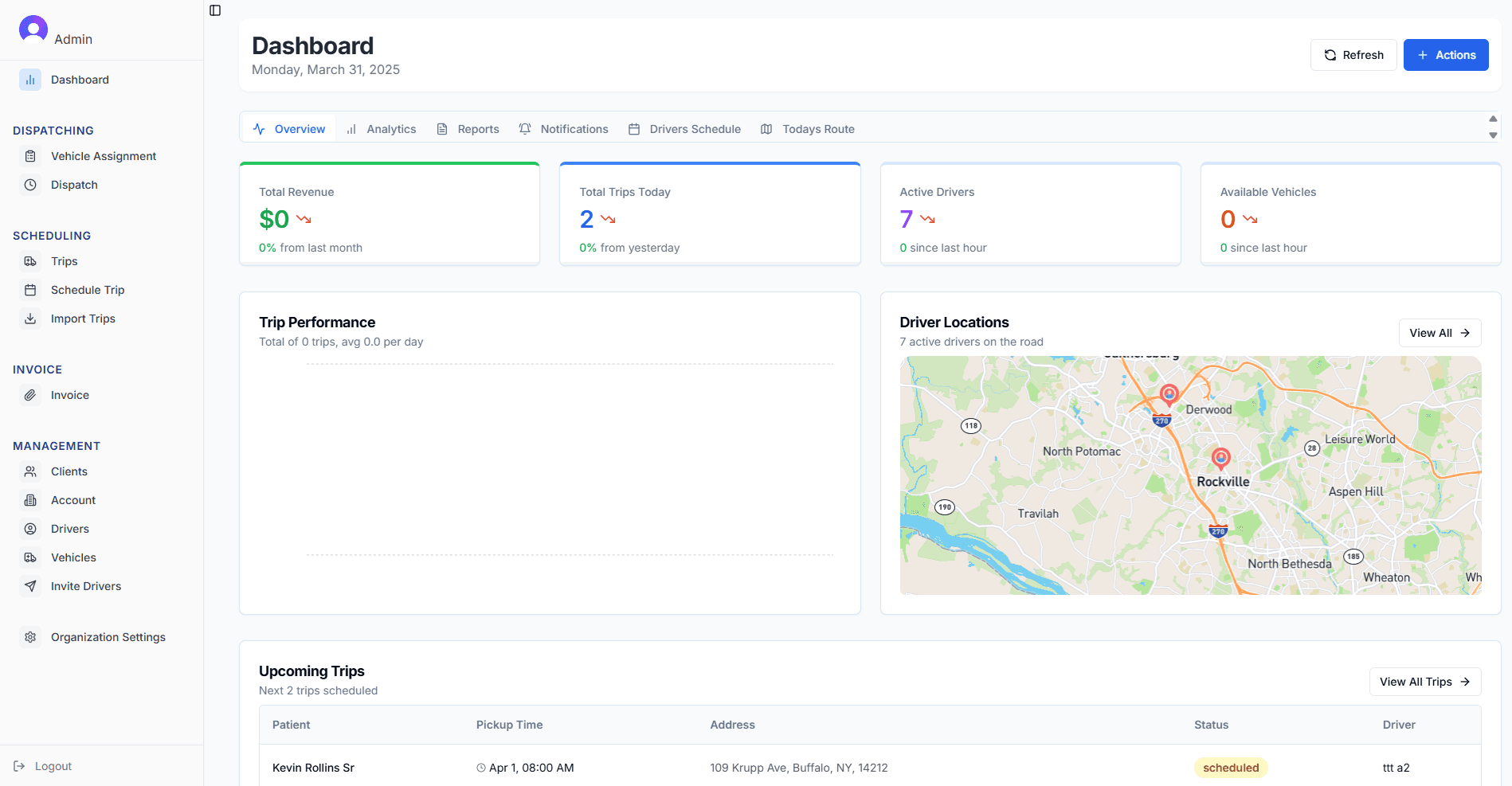 Axen dispatch dashboard